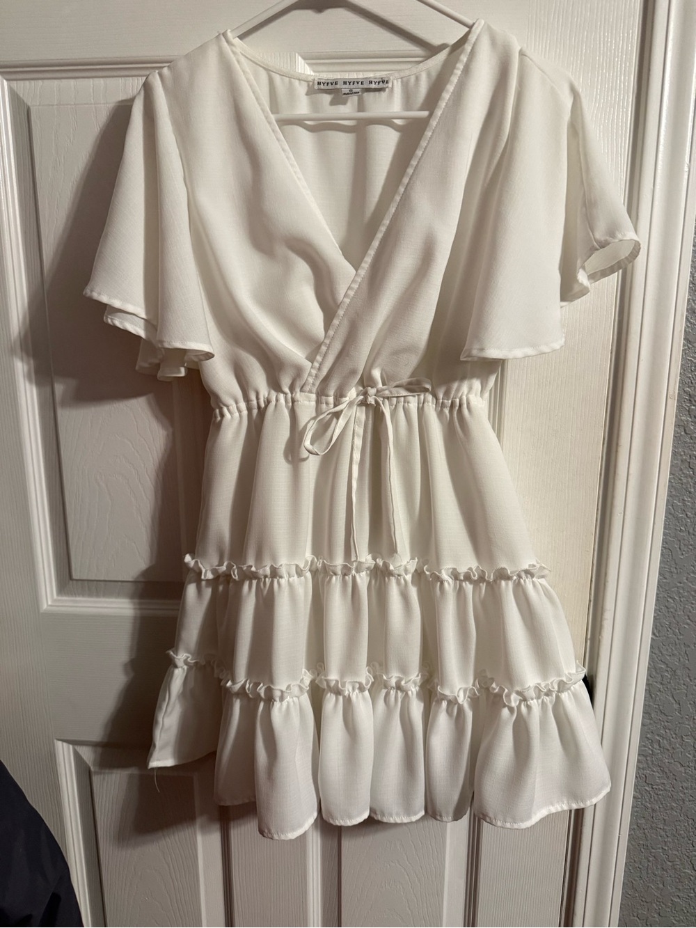 HYFVE White Ruffle Tiered Midi Dress
